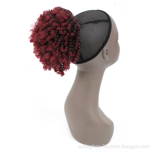 Bouncy Deep Jerry Water Draw Spring Curl Afro Synthetic Pony Tail For Kids